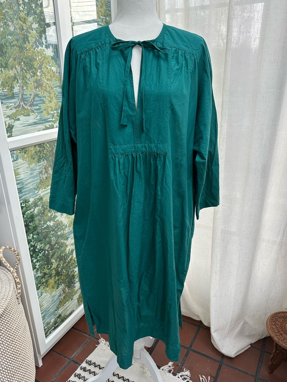 Toast Green Teal Cotton Lightweight Dress Size L/XL